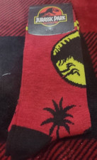JURASSIC PARK - dinosaur movie - Men's crew socks - size 6-12 - NWT - FREE SHIP