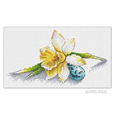 Narzisse Mini Ostern Kreuzstich Kit, DMC Fäden, Aida, bedruckte Muster Tabelle,