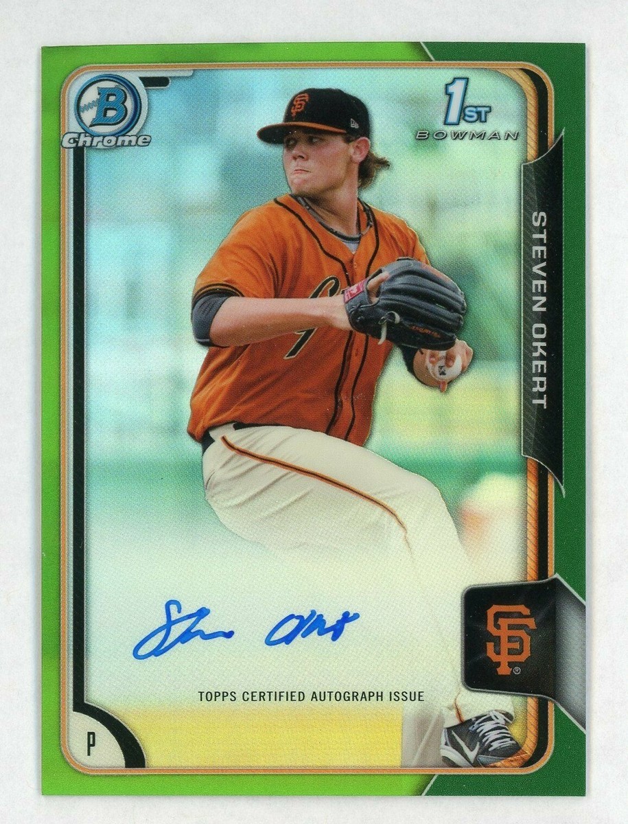 Steven Okert 2015 Bowman Chrome Auto Rookie Green #d /99 San