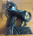 One Piece Wooden Hand -carved Horse on a Pedestal, possibly rosewood, Vintage — photo 5
