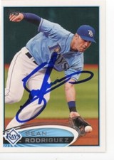 SIGNED BASEBALL CARD AUTO TOPPS 2012 SEAN RODRIGUEZ TAMPA BAY RAYS #628