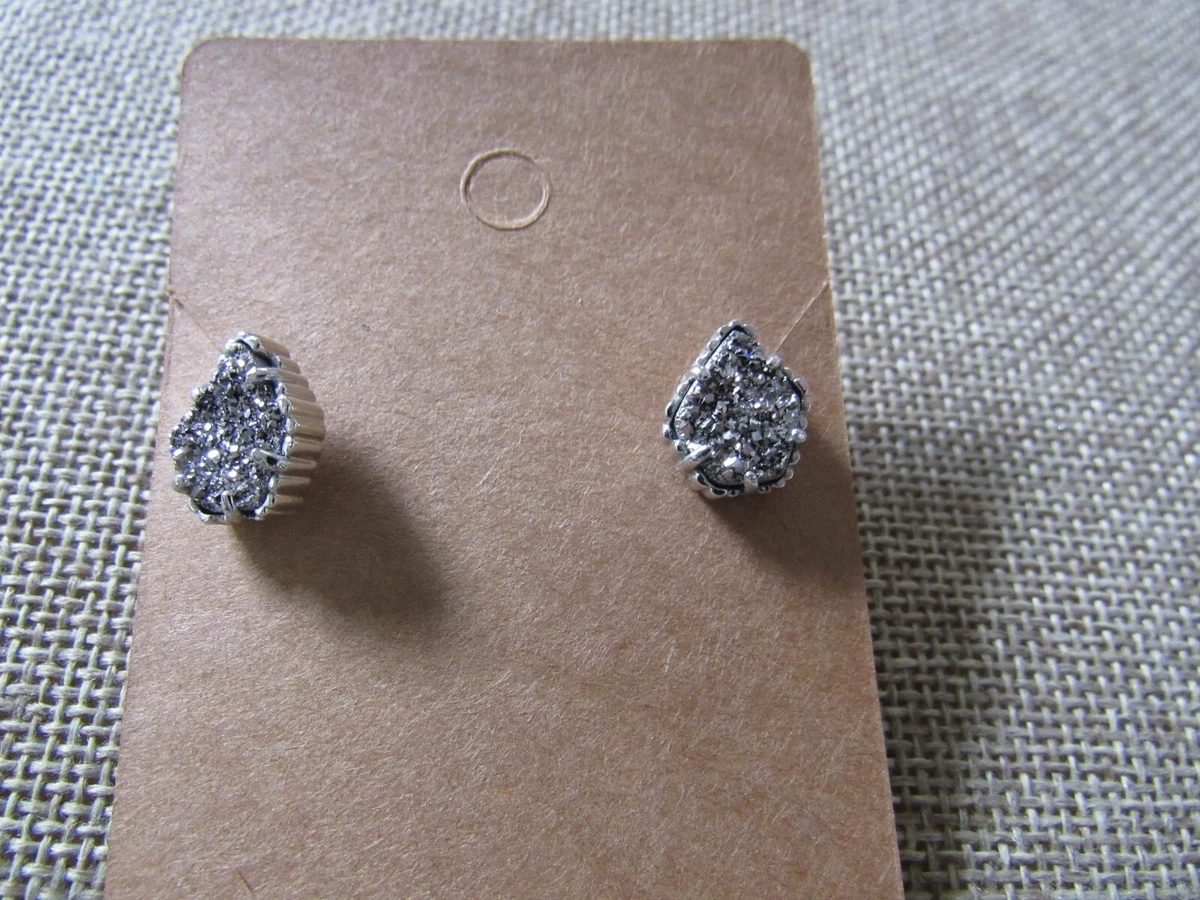 Kendra Scott Tessa Stud Earrings Platinum Drusy silver plated eBay