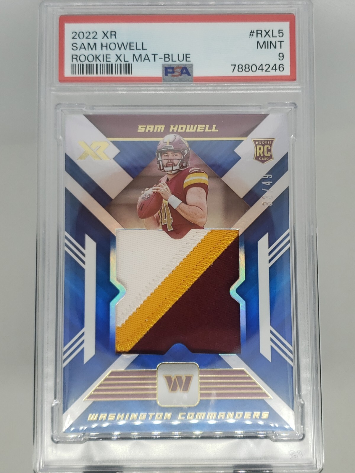 Sam Howell Panini XR Rookie XL Materials #RXL5 Blue