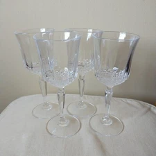 VTG Crystal Wine Glass Goblet Tulip Cordial Footed Stem Etched 5 oz Lot Of 4