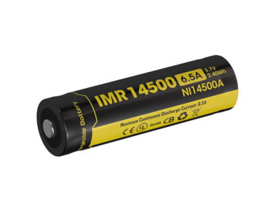 Nitecore IMR 14500 - 650mAh 3,6V - 3,7V Li-Ion-Akku (Pluspol erhöht)