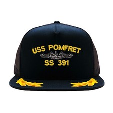 Custom embroidered scrambled egg cap, USS SS-391 embroidered trucker cap hat
