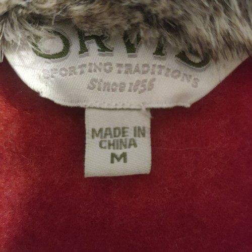 NWOT Orvis Women's Snap Pullover Sweater Red Faux Fur Collar Size M Jacket 43L6 - Picture 2 of 12