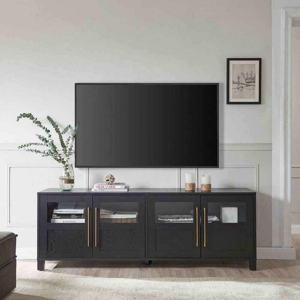 Holbrook Black Grain Rectangular TV Stand for TV's up to 75 in. eBay