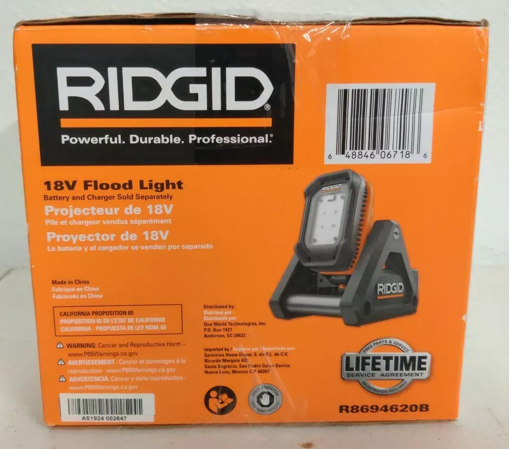 RIDGID R8694620B 18-Volt Cordless Flood Light w/Detachable Light-MAGNETIC  BASE eBay