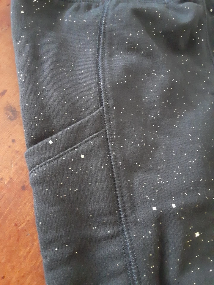 SONOMA Niña Leggings Cena Suave Bolsillos Laterales Negro/Dorado Brillante Navidad 7 Foto 3 de 4