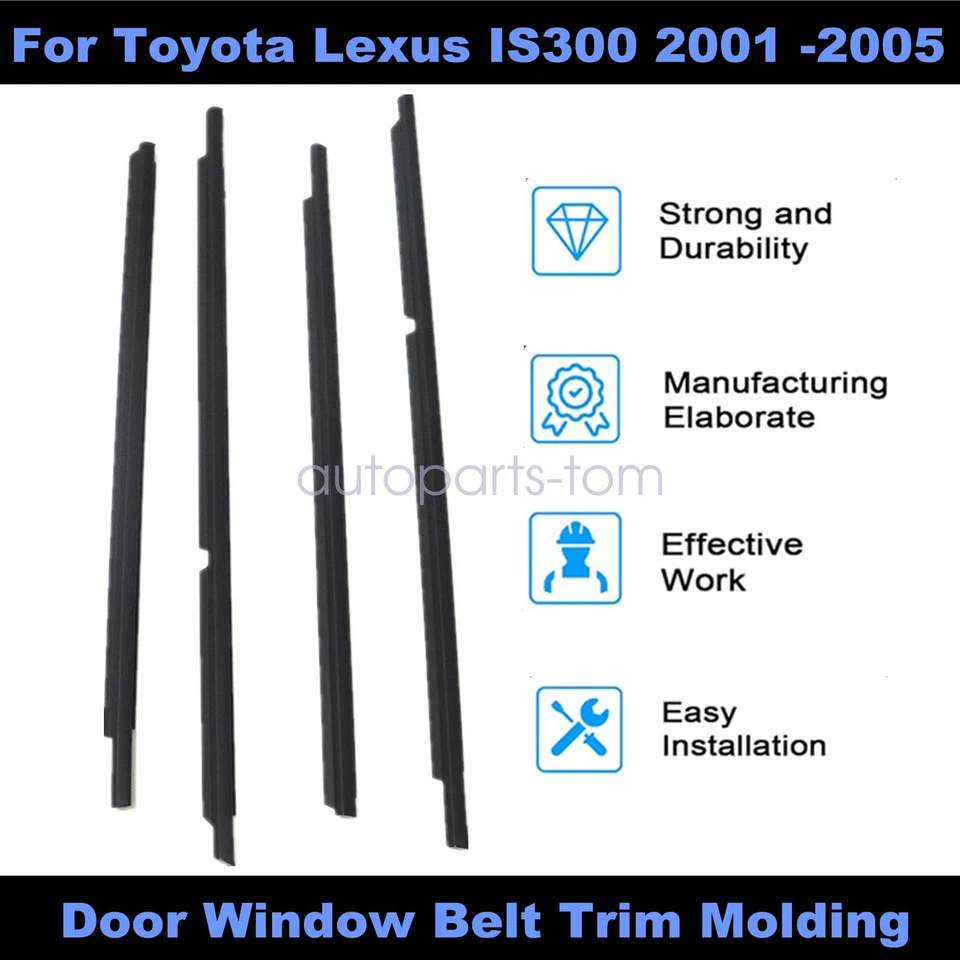 Juego de molduras de cinturón de puerta delantera trasera para Toyota Lexus IS300 2001 2002-2005 Foto 3 de 4