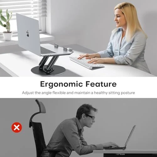 360° Rotating Ergonomic Laptop Stand Riser for Desk Workspace
