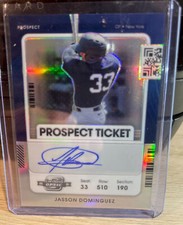 2021 Panini Contenders Jasson Dominguez Optic Silver Holo Auto Prospect Ticket
