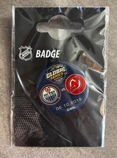 2018 NHL Global Series Sweden Badge Pin - Edmonton Oilers vs New Jersey Devils