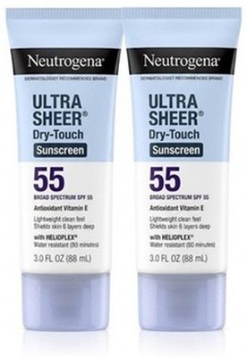2 Pack Neutrogena Ultra Sheer Dry Touch Sunscreen Lotion SPF 55 3oz Exp. 11/26+
