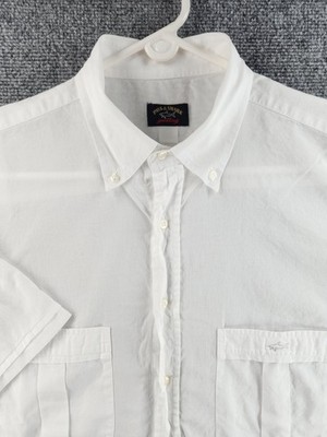 Paul & Shark Lightweight Short Sleeve Button-Down XL White Pocket Mens Solid