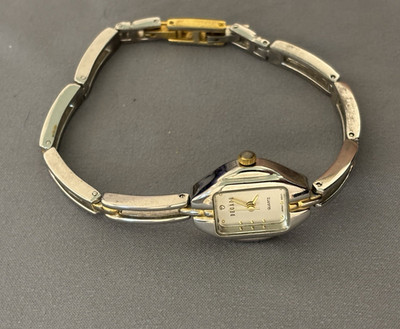 Decade Women's Quartz Dress Wristwatch Two-Tone Metal Bracelet Rectangle