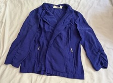 Chico  s Blue Open Front Jacket Women  s Size 2 Zip Pocket Lightweight Blazer
