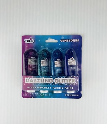 TULIP Dazzling Glitter Gemstone Fabric Paint Pink, Blue Green, Blue, Purple