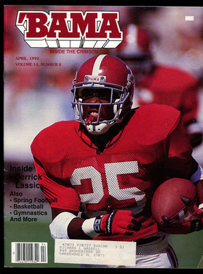 BAMA Inside The Crimson Tide April 1992 Magazine Derrick Lassic Cover