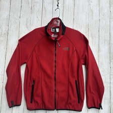North Face Fleece Jacket Womens Large Red Full Zip Made In USA Vintage 90s Y2K