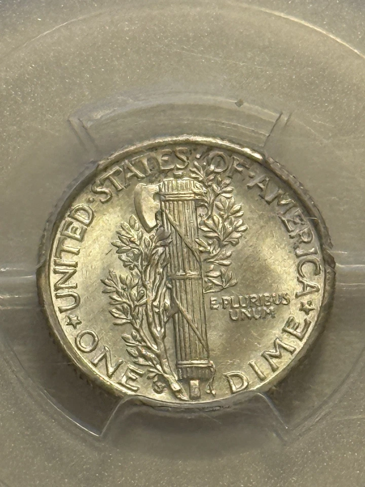 1936-S Mercury Dime PCGS MS65 FB Full Bands Gem Toned San Francisco - Image 3 of 4