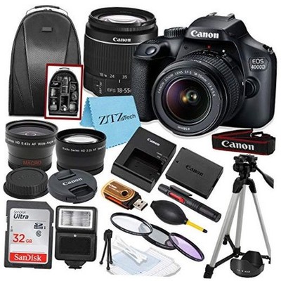 EOS T100/4000D DSLR Camera with EF-S 18-55mm Lens, SanDisk Memory Card,