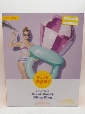 Sun Squad Giant Candy Bling Ring Pool Float Inflatable 62.5'' L X 33'' W X 21'' H A