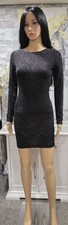 Size Small Black Glitter Backless Long Sleeve Dress