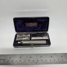 Antique Gillette Pocket Addition Razor Kit Early 1900s Complete In Ornate Case