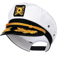 Captain Yacht Hat Costume Adjustable White Sailor Snapback Cap Nautical