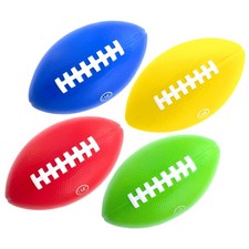 Kids Foam Footballs 4 Pack - 7.25" Mini Balls in Green, Yellow, Blue, Red