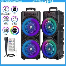 Loud Bluetooth Party Speaker Sub woofer Powerful Heavy Bass Stereo Speaker W/Mic