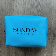 Sunday Riley Blue Cosmetic Bag Travel Zipper NEW