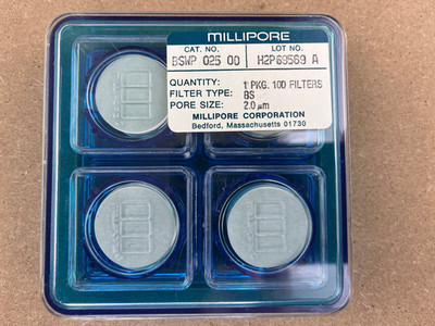 Millipore Sigma BSWP 025 00, BS type, Pore size 2.0uM, Box of 100 NEW