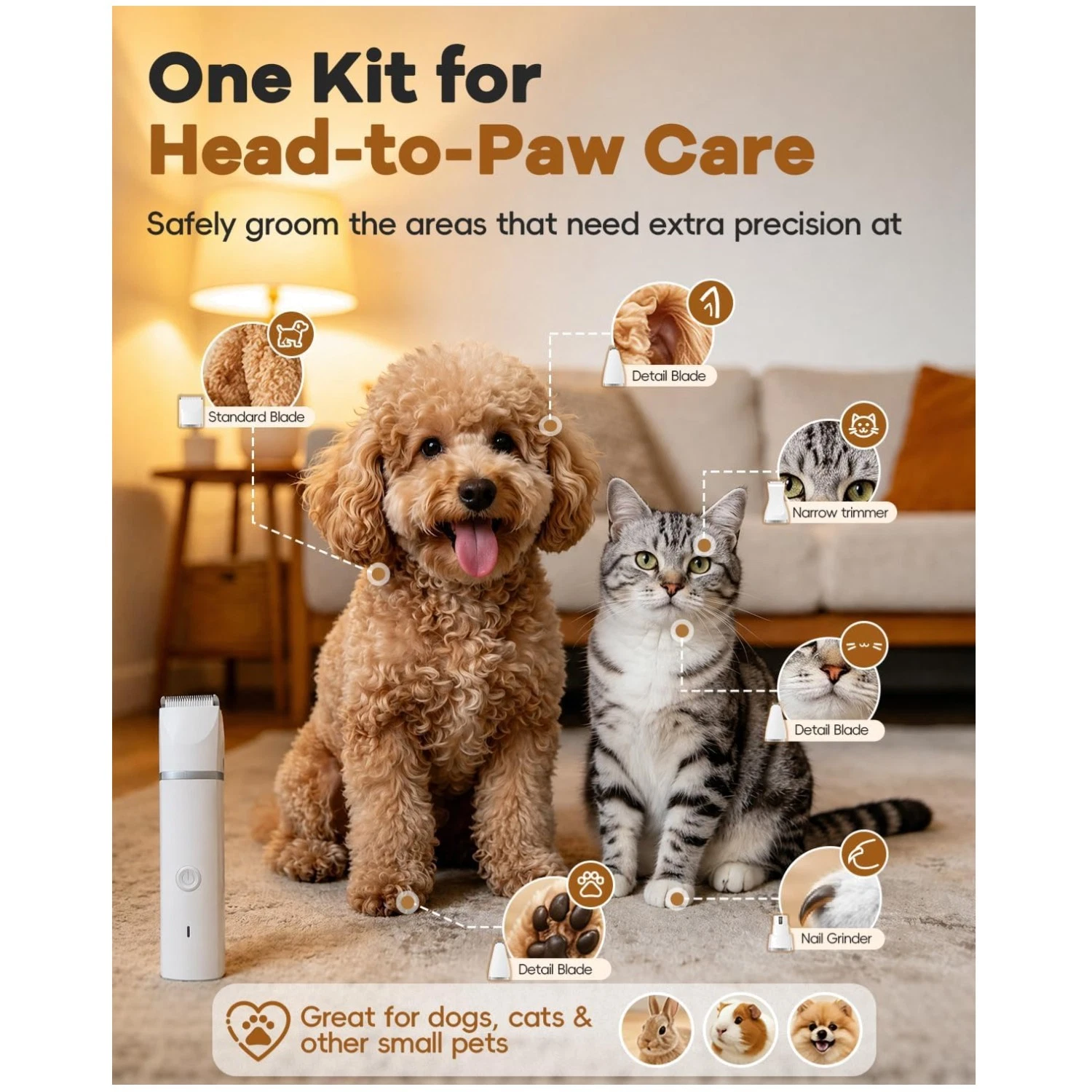 Cat Grooming Set - Cordless Clippers & Nail Grinder Included