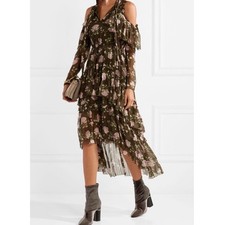 ULLA JOHNSON Marion Dress Size 0 Floral High Low Long Sleeves Cottagecore