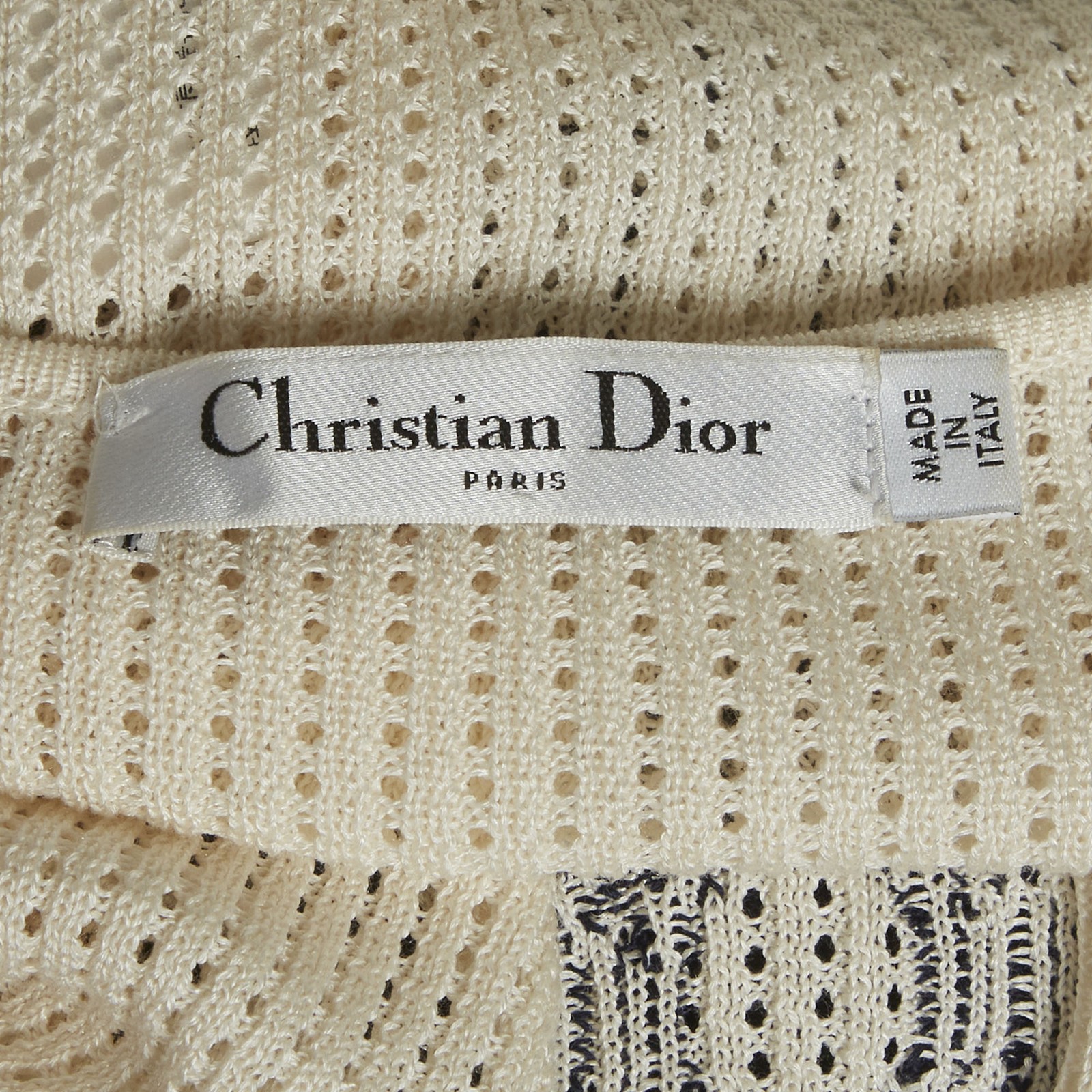 Christian Dior Cream Navy Blue JAdior Knit Mini Dress M thumbnail 6