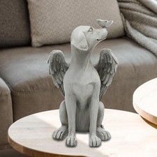 Angel Pet Statue Dog with Wings Tribute Figurine Outdoor Garden Ornament