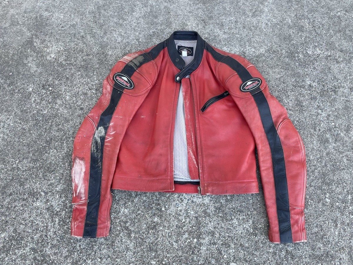 KUSHITANI レッドジャケット Mサイズ KUSHITANI HAMAMATSU RED LEATHER MOTORCYCLE JACKET SIZE 42 RASH