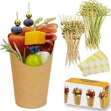 50 Charcuterie Cups  200 Cocktail Picks  56 Labels, 12 oz Disposable Charcu...
