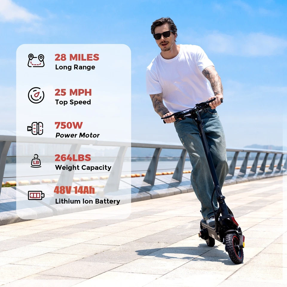 Electric Scooter 9.3" Dual Off-road Tires 750W 14Ah Folding Commuting E-Scooter - Image 2 of 4