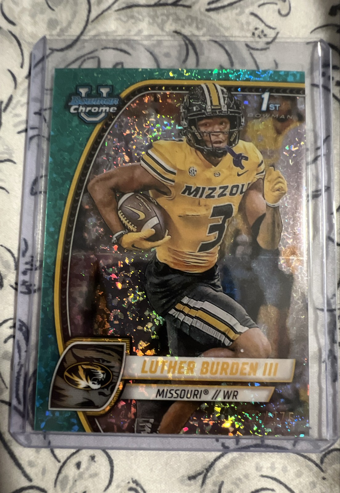 2024 Bowman University Chrome Luther Burden #123 Aqua Mini-Diamond Refractor/275