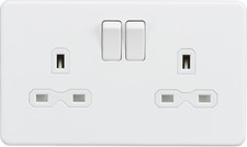 Knightsbridge Screwless Flat Plate 13A 2G DP Switched Socket - Matt White
