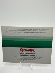 Classic Concentration NES Manual