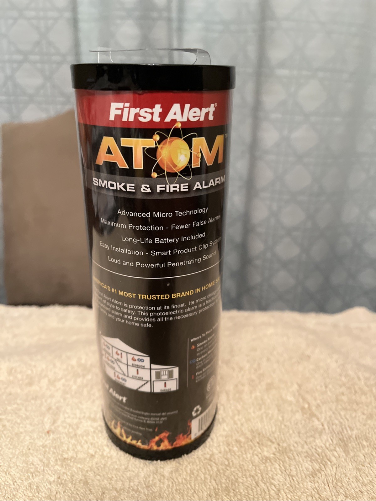 First Alert ATOM Smoke & Fire Alarm 10 Year Maximum Protection-Micro Design NEW