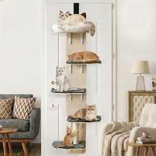 5-Levels Door Hanging Cat Climber Vertical Door-Mounted Cat Tree Tower W/ Full
