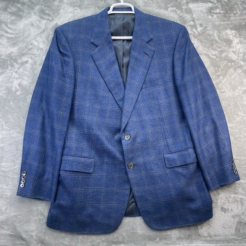 Bullock & Jones Blazer Uomo Taglia 48R Tuta Giacca Due Bottoni Plaid Lana USA Casual - Foto 2 di 16