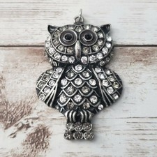 Large Dark Grey Owl Pendant - No Chain Included