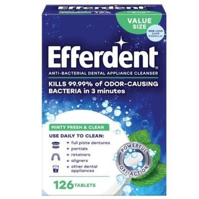 NEW Efferdent Retainer & Denture Cleaner Tablets Minty and Fresh Clean 126 Count